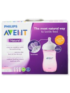 philips avent scf013/38 natural baby bottle, pink, 9oz, 3pk