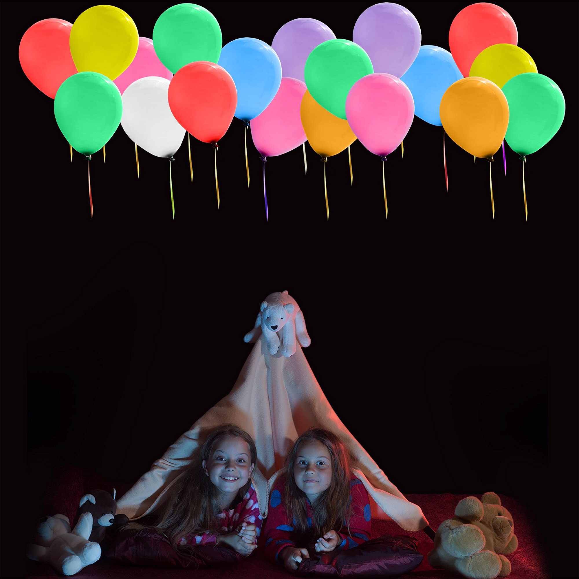 iFUNow LED Balloons Flashing, 32 Pack, 8 Colors Light Up Balloons, Lasts 12-24 Hours for Glow in the Dark Party Supplies, Birthday, Halloween, Easter Party and Wedding Decorations