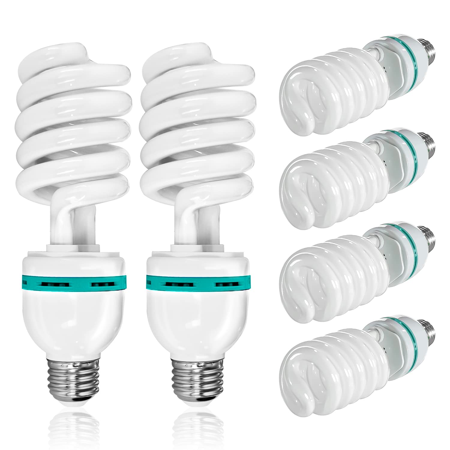 LimoStudio [6-Pack] 45W Full Spectrum Spiral Photo Light Bulb, Energy Saving 6500K Pure White Daylight Balanced CFL Light for Photography and Video, AGG2707