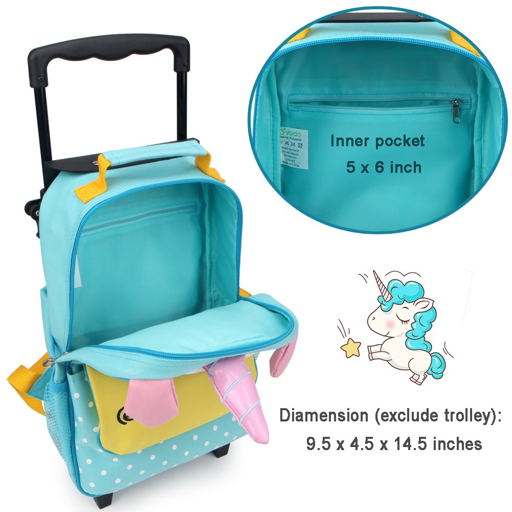 yodo Zoo 3-Way Kids Suitcase Luggage or Toddler Rolling Backpack with wheels, Small Unicorn
