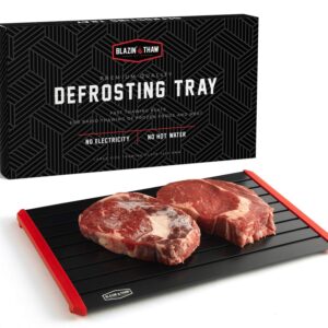 BLAZIN' THAW Defrosting Tray for Frozen Meat | 14” Large-Size | Aluminium Plate for Thawing Frozen Food | Natural Thawing Process | No Microwaves, No Cold/Warm Water Required |