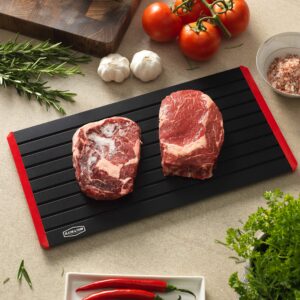 BLAZIN' THAW Defrosting Tray for Frozen Meat | 14” Large-Size | Aluminium Plate for Thawing Frozen Food | Natural Thawing Process | No Microwaves, No Cold/Warm Water Required |