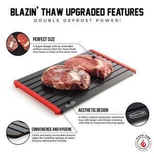 BLAZIN' THAW Defrosting Tray for Frozen Meat | 14” Large-Size | Aluminium Plate for Thawing Frozen Food | Natural Thawing Process | No Microwaves, No Cold/Warm Water Required |