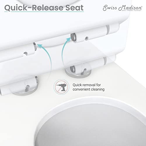 Swiss Madison SM-1T257 Sublime II Compact 24" Length One Piece Toilet Dual Flush 1.1/1.6 GPF with Side Holes, Glossy White