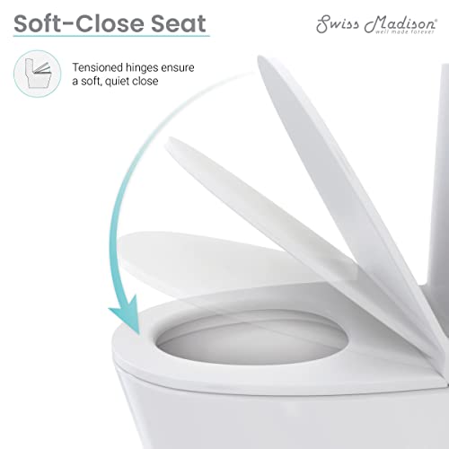 Swiss Madison SM-1T257 Sublime II Compact 24" Length One Piece Toilet Dual Flush 1.1/1.6 GPF with Side Holes, Glossy White