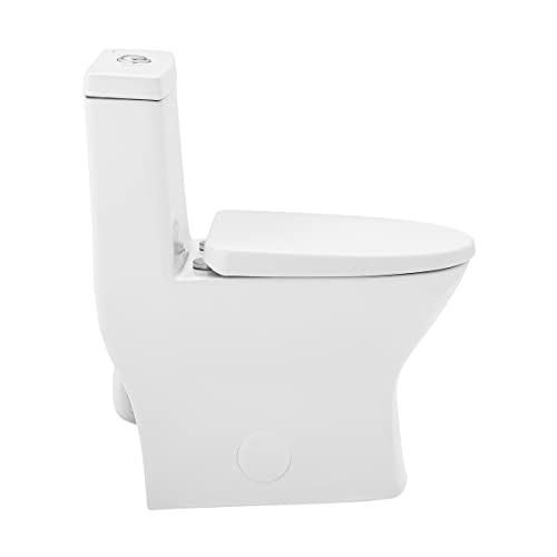 Swiss Madison SM-1T257 Sublime II Compact 24" Length One Piece Toilet Dual Flush 1.1/1.6 GPF with Side Holes, Glossy White