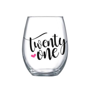 21st birthday gifts for her daughter large twenty one womens stemless wine glass 0126