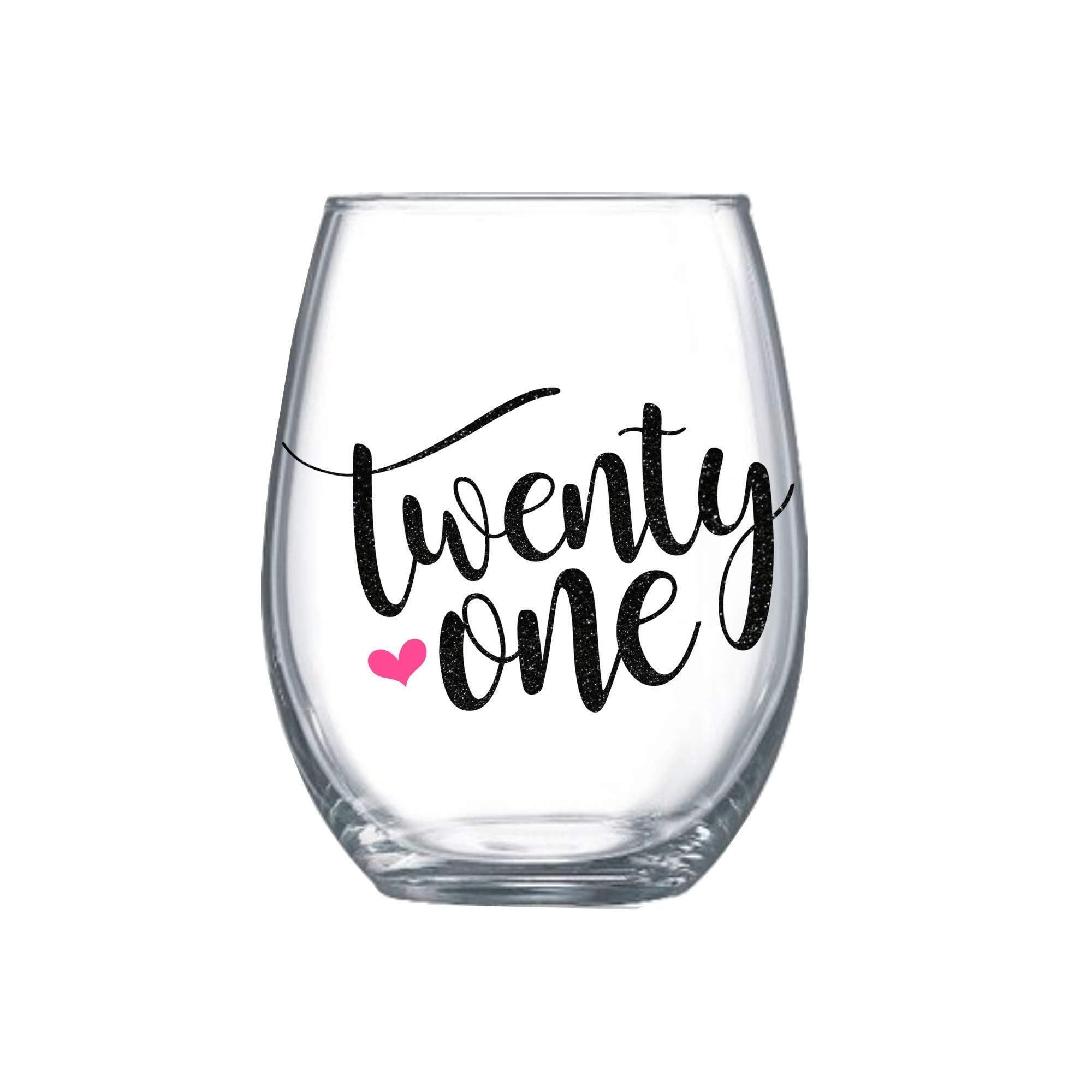 21st Birthday Gifts for Her Daughter Large Twenty One Womens Stemless Wine Glass 0126