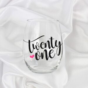 21st Birthday Gifts for Her Daughter Large Twenty One Womens Stemless Wine Glass 0126
