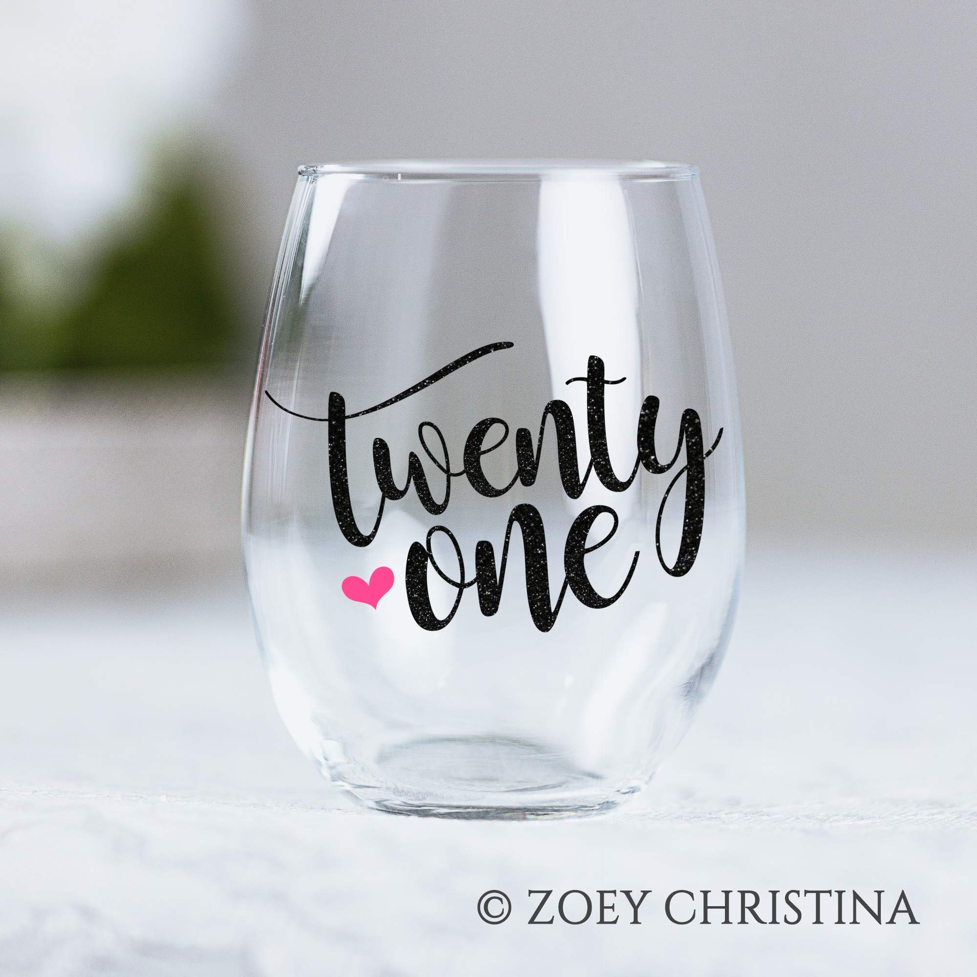 21st Birthday Gifts for Her Daughter Large Twenty One Womens Stemless Wine Glass 0126