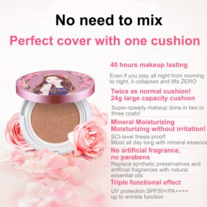 MIBA Ion Calcium Foundation Double Cushion. Apply mineral. Keeps clean makeup even after multiple coats. Includes 2 big size puffs (#23 Natural Skin)