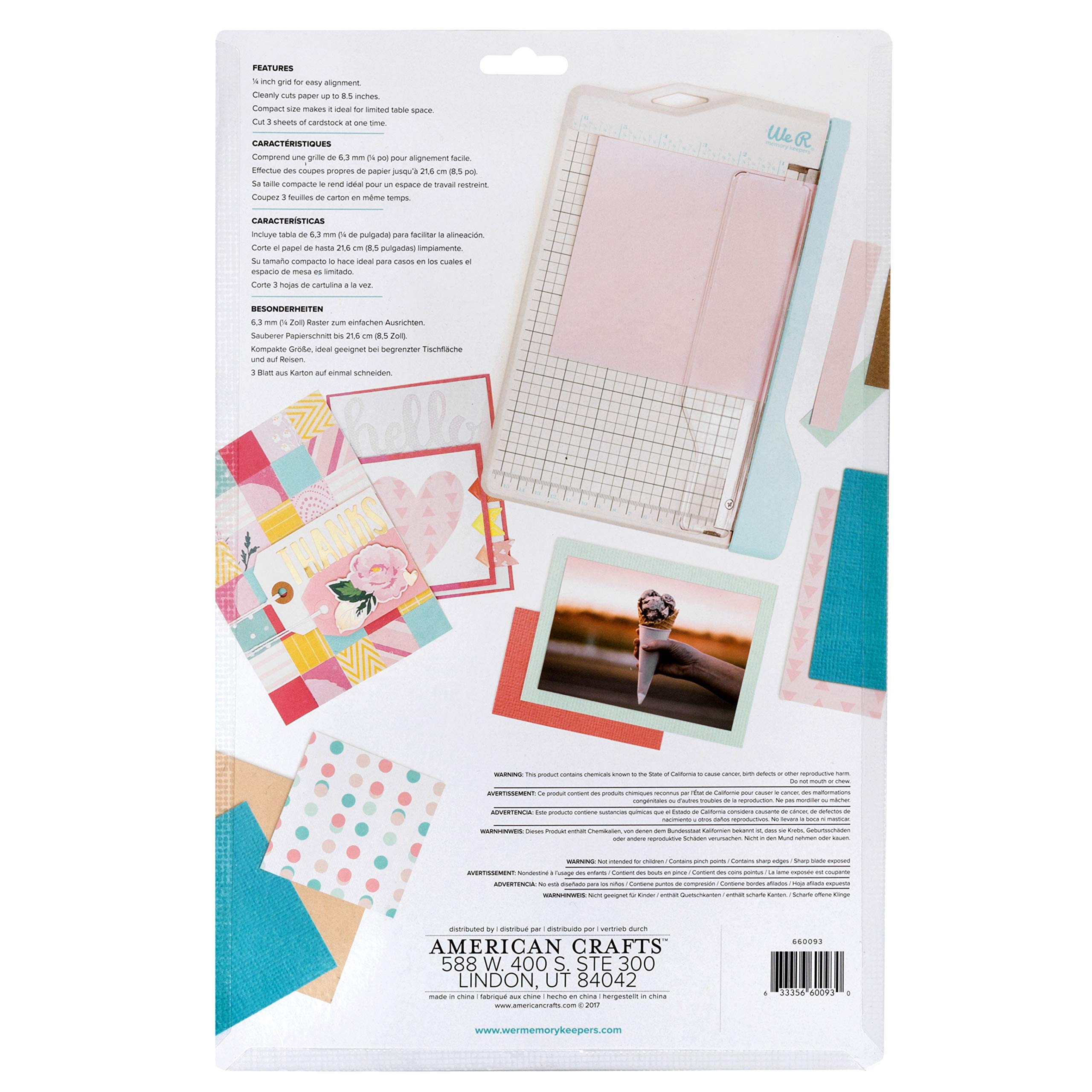 We R Memory Keepers, Mini Guillotine Cutter, White, 6" x 8.5", Stack Paper Cutter and Trimmer, Scrapbooking, and Crafting Tool with Built in Ruler, Cut Cardstock, Paper, and More