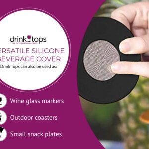 Coverware Drink Tops Ventilated Silicone Wine Glass Covers - Weighted Cover with Screen Allows Wine to Breathe - Outdoor Wine Glass Covers to Keep Particles Out - BPA Free - 4 Pack