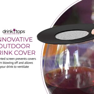 Coverware Drink Tops Ventilated Silicone Wine Glass Covers - Weighted Cover with Screen Allows Wine to Breathe - Outdoor Wine Glass Covers to Keep Particles Out - BPA Free - 4 Pack