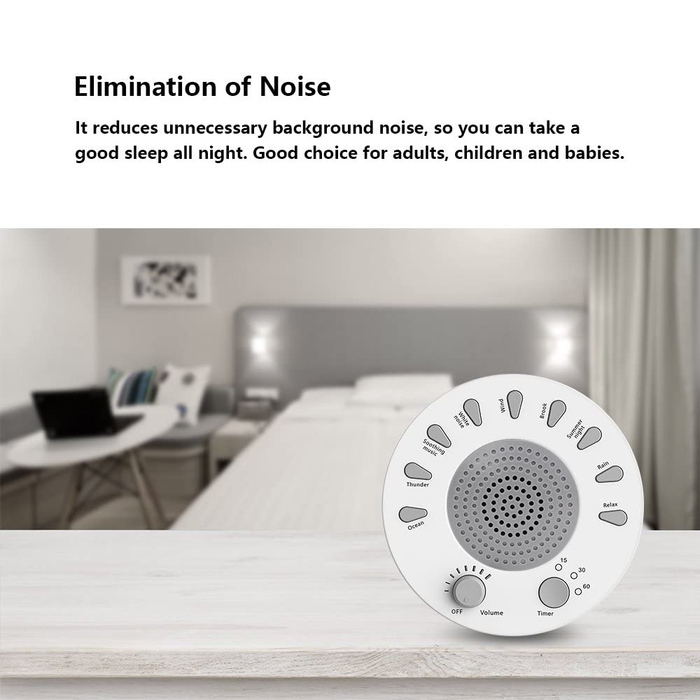 White Noise Machine Sleep Helper Sound Relaxation Machine Sleep Therapy Sound Machine with 27 Unique Natural Sounds, Sleep Disorders Noise Cancelling for Home, Office, Spa, Yoga, Kids