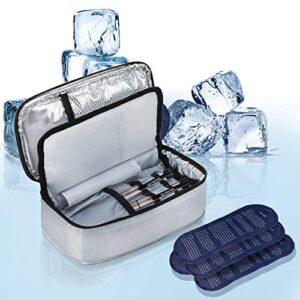 allcamp insulin cooler travel case with 4 ice pack and insulation liner for diabetic organize medication (9x 4.72x 3.14 inches)
