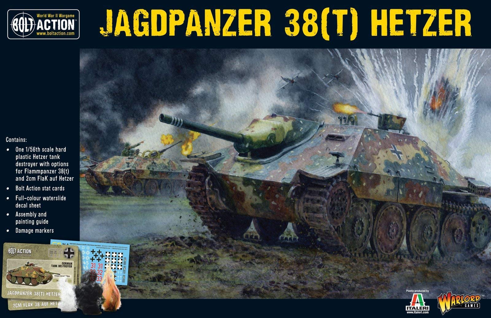 Bolt Action Jagdpanzer 38(t) Hetzer Tank 1:56 WWII Military Wargaming Plastic Model Kit