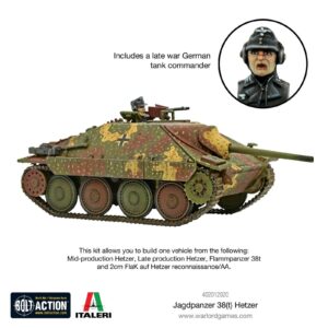 Bolt Action Jagdpanzer 38(t) Hetzer Tank 1:56 WWII Military Wargaming Plastic Model Kit