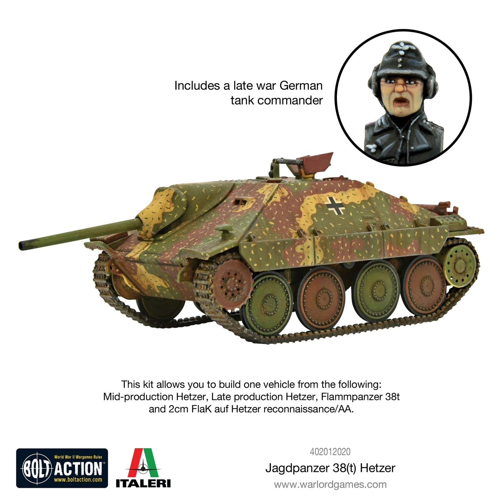 Bolt Action Jagdpanzer 38(t) Hetzer Tank 1:56 WWII Military Wargaming Plastic Model Kit