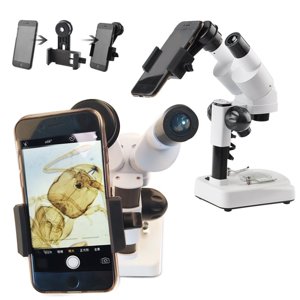 Microscope Lens Cellphone Adapter, Microscope Smartphone Camera Adapter - for Microscope Eyepiece Tube 23.2mm, Built-in WF 16X Microscope Eyepiece