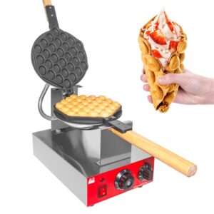 aldkitchen bubble waffle maker for egg puff and hong kong waffles | professional electric bubble waffle iron with nonstick coating and manual thermostat | stainless steel | 110v