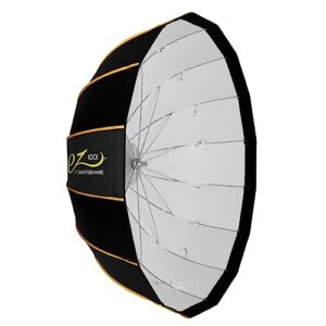 glow ez lock 42" collapsible white beauty dish softbox w/bowens mount speedring and deflection disk, 16 ribbed design soft box with white interior for perfect lighting and beauty dish photography