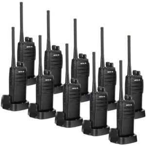 case of 10,retevis rt21 two-way radios rechargeable long range walkie talkies hand free 16ch business 2 way radios, wall charger base, 1100mah battery