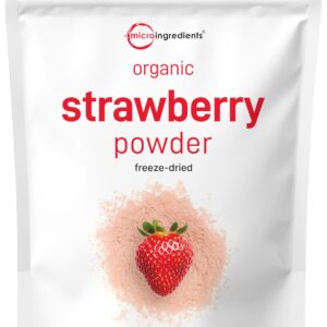 Organic Strawberry Powder, 1 Lb | 100% Natural Fruit Powder | Freeze-Dried Strawberries Source | No Sugar & Additives | Great Flavor for Drinks, Smoothie, & Beverages | Non-GMO & Vegan Friendly