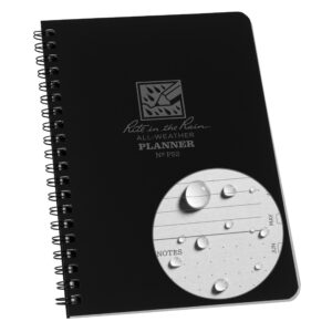 rite in the rain all-weather weekly planner, undated, side-spiral 4-5/8" x 7" (no. p52),black