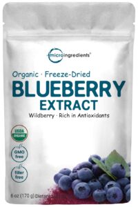 organic blueberry extract powder, 6oz | 100% natural fruit powder | freeze-dried wild blueberries source | no sugar & additives | great flavor for drinks, smoothie, & beverages | non-gmo & vegan