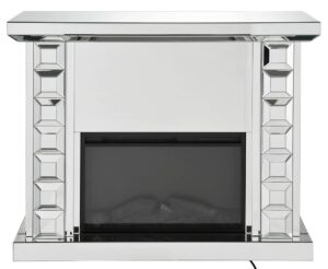 acme dominic mirrored electric fireplace in mirrored finish