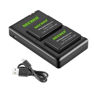 neewer 2-pack lp-e17 replacement battery and dual usb charger for canon eos r8, r10, r50, rp, 77d, 750d, 760d, 800d, 8000d, m6 ii, m6, m5, m3, rebel sl2, sl3, t6i, t6s, t7i, t8i cameras