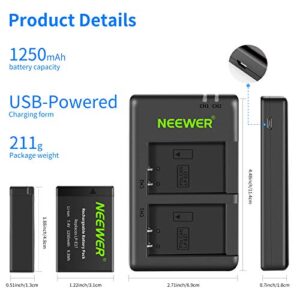 NEEWER 2-Pack LP-E17 Replacement Battery and Dual USB Charger for Canon EOS R8, R10, R50, RP, 77D, 750D, 760D, 800D, 8000D, M6 II, M6, M5, M3, Rebel SL2, SL3, T6i, T6s, T7i, T8i Cameras