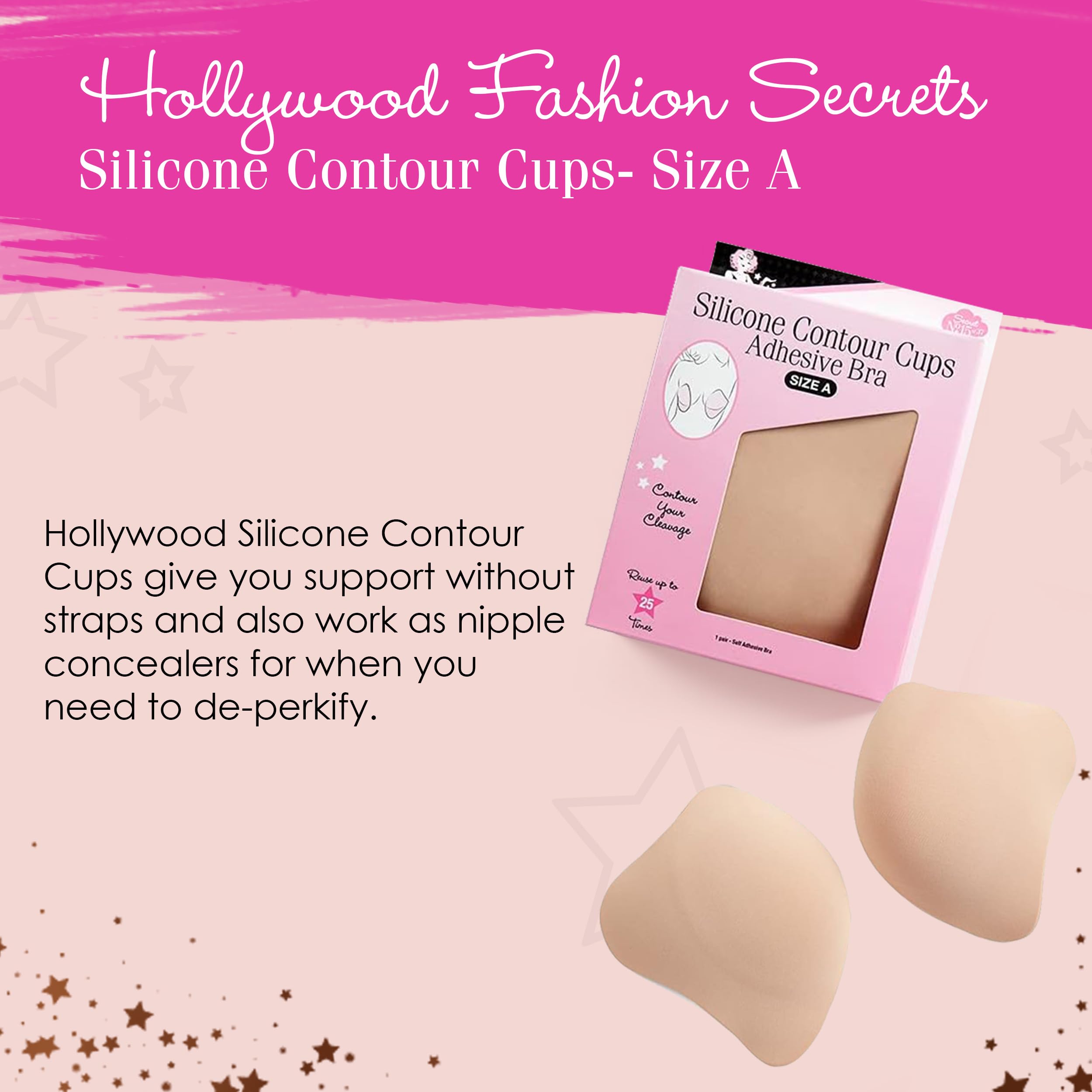 Hollywood Fashion Secrets Silicone Contour Cups, Size A, Versatile Push Up Support & Coverage