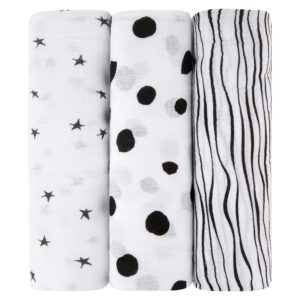 ely's & co. cotton muslin swaddle blanket 3 pack 47" x 47" - dusty blue nautical print