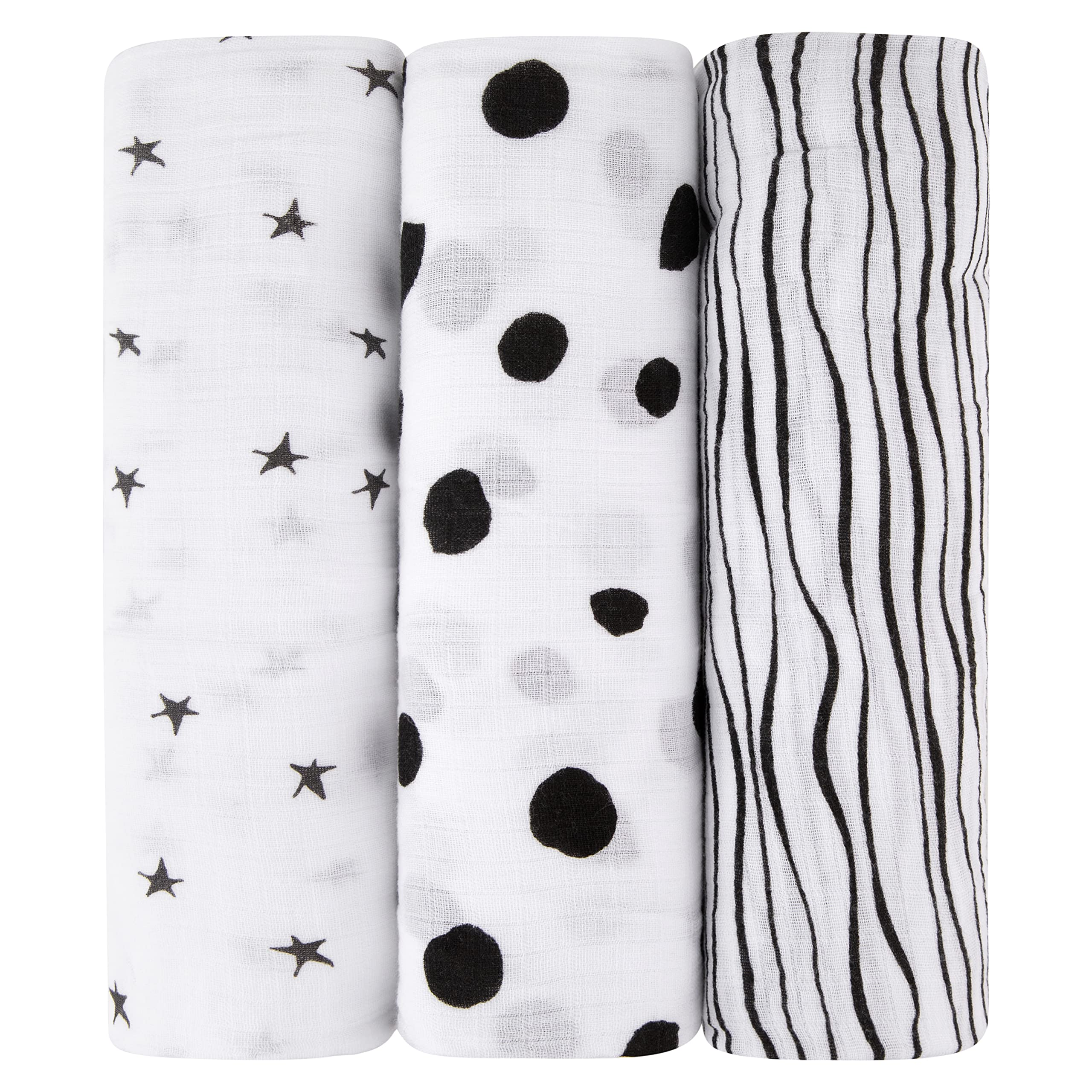 Ely's & Co. Cotton Muslin Swaddle Blanket 3 Pack 47" x 47" - Dusty Blue Nautical Print