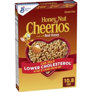 cheerios honey nut cheerios heart healthy breakfast cereal, gluten free cereal with whole grain oats, 10.8oz