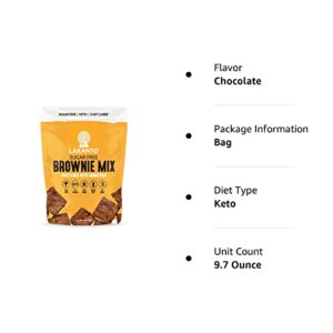 Lakanto Sugar Free Brownie Mix - Sweetened with Monk Fruit Sweetener, Keto Diet Friendly, Delicious Dutched Cocoa, High in Fiber, 3g Net Carbs, Gluten Free, Easy to Make Dessert (Pack of 1)