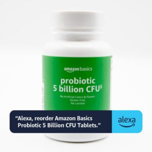 Amazon Basics Probiotic 5 Billion CFU, 8 Probiotic strains with 60 mg Prebiotic Blend, 60 Count Vegetarian Capsules, 2 Month Supply, Supports Healthy Digestion (Previously Solimo)