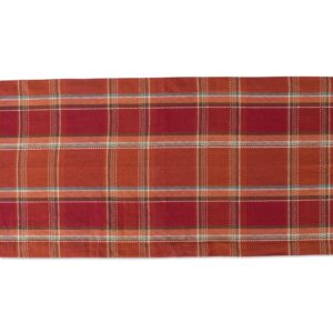 DII Autumn Pumpkin Spice Kitchen Collection Fall/Thanksgiving Cotton Table Décor, Table Runner, 14x72, Orange Plaid