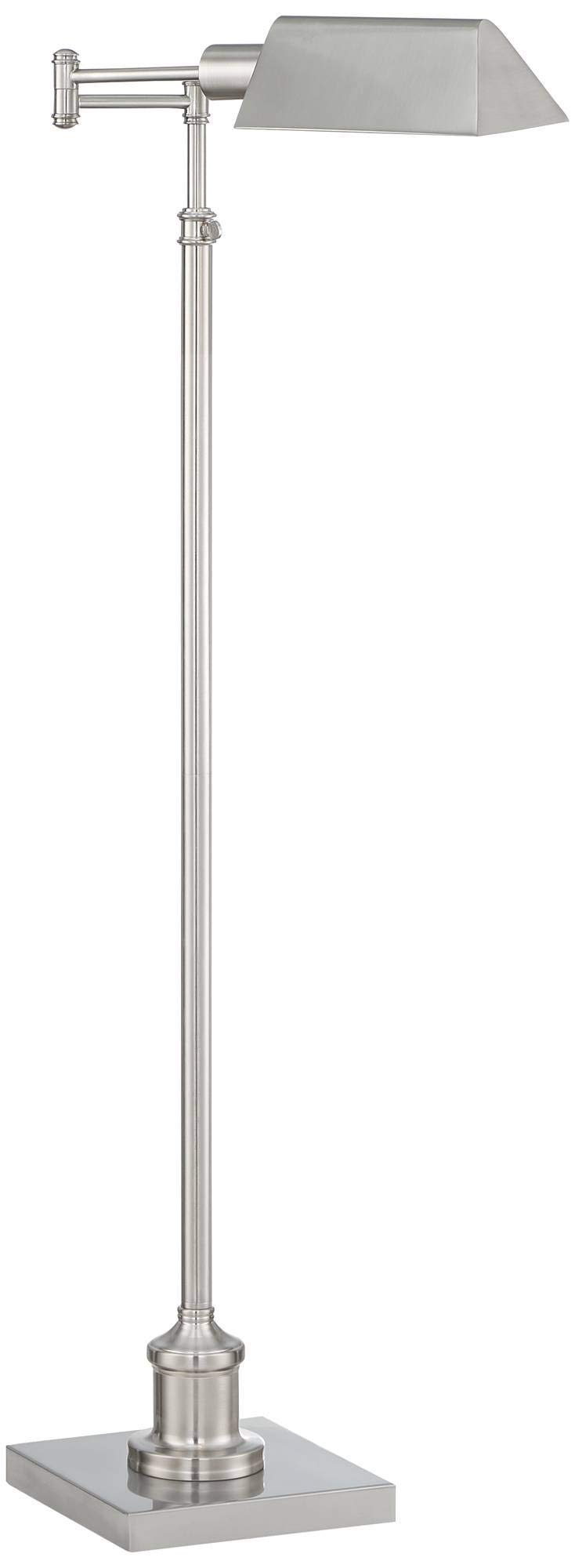 Regency Hill Jenson Traditional Adjustable Pharmacy Light Floor Lamp Swing Arm Standing Base 54" Tall Brushed Nickel Silver Metal for Living Room Reading House Bedroom Home Office