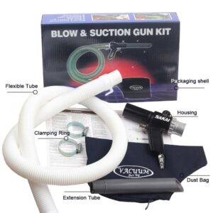 SAKAI Pneumatic Vacuum Cleaner Kit Dual Function Air Vacuum Blow Gun and Suction Vacuum Including Vacuum Bags, Tube & Accessories