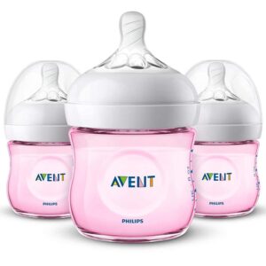 philips avent 4oz natural baby bottles 3-pack - pink