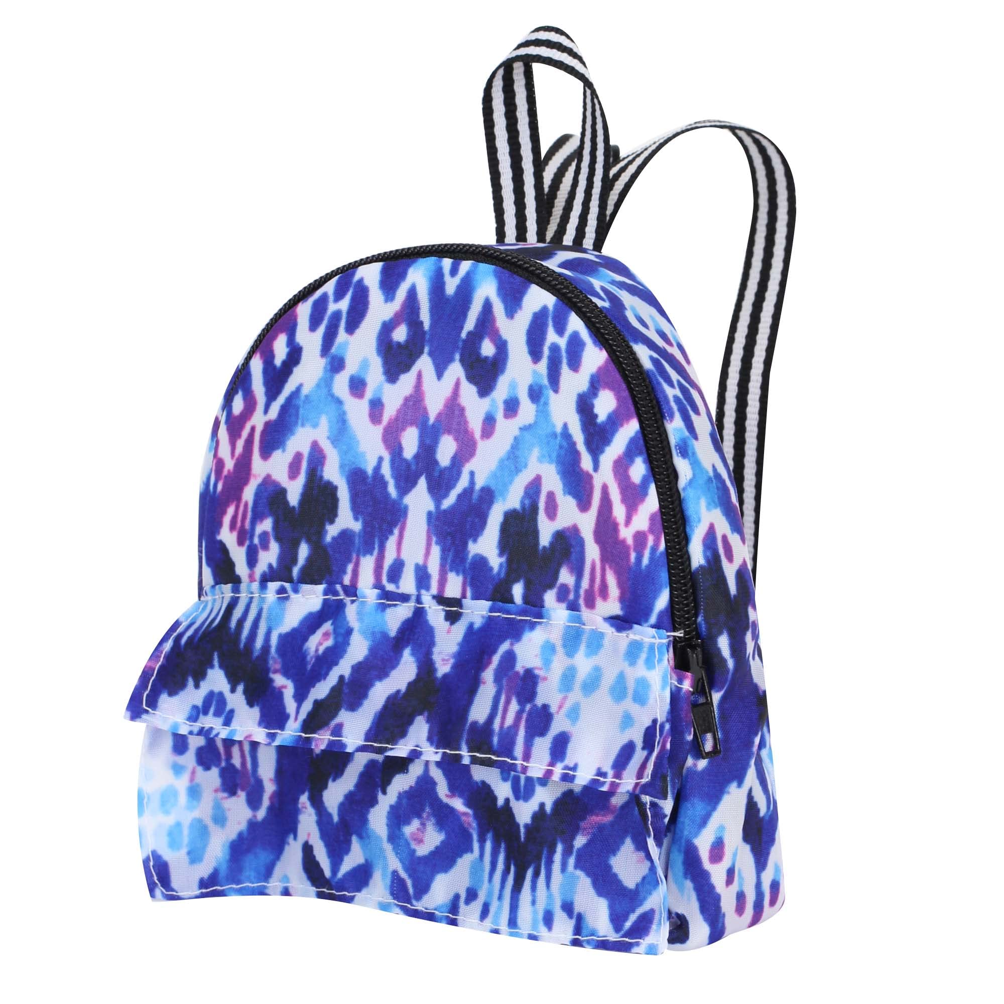 Sophia's 18" Doll Ikat Print with Zipper and Front Pocket Nylon Backpack, Blue