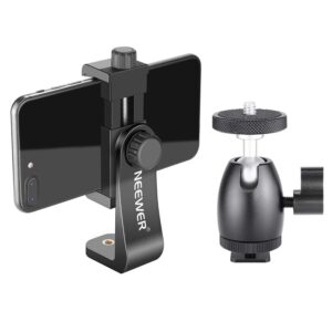 neewer 360 degree rotating vertical smartphone holder with ball head for iphone x 8 7 plus 7 6 plus, samsung s8 s7 s6 and other phones width between 1.9-3.9 inches/4.8-10 cm (black)