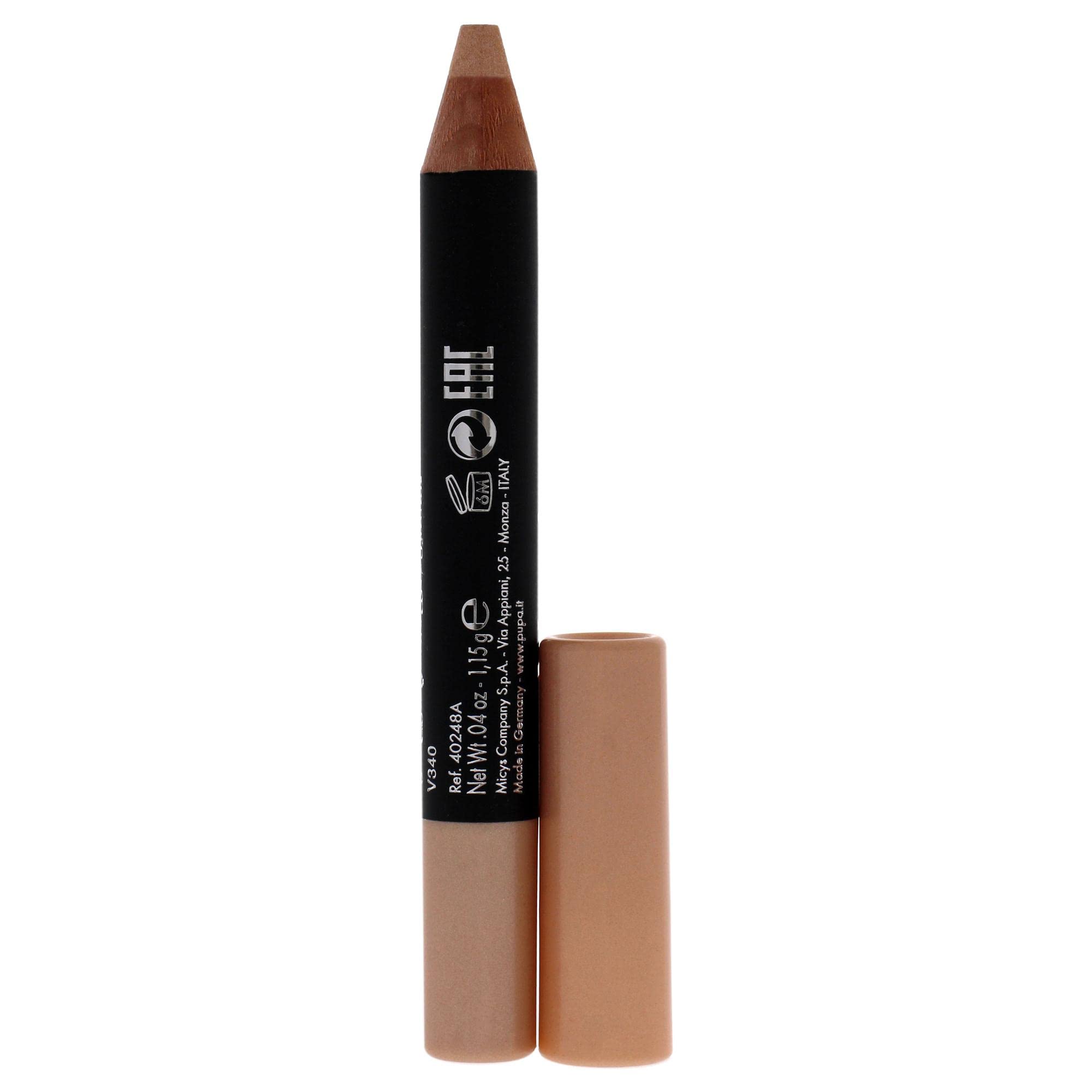 Pupa Milano Vamp! Ready To Shadow 001 Champagne - Creamy, Pigmented Powder Shadow Stick With Compact Pencil Applicator - Blend, Smudge, and Shape With Ease - Paraben-Free Formula - 0.04 oz