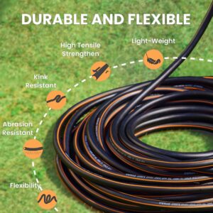 Giraffe Tools Garden Hose 25ft x 5/8", Water Hose Heavy Duty, Flexible, Lightweight Hybrid Hose with Swivel Handle, Male to Female Fittings, Burst 600 PSI