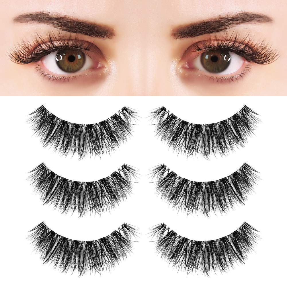 Eyelashes Natural Look False Lashes - Bepholan Fake Eyelashes 5D Super Fluffy False Eyelashes Clear Band Wispy Lashes 3-Pack Faux Mink Lashes,XMZ91