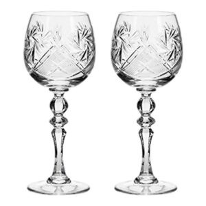 GIFTS PLAZA Set of 2 Vintage Russian Crystal Classic Red Wine Goblets on a Stem 8"H, Old-Fashioned Glassware