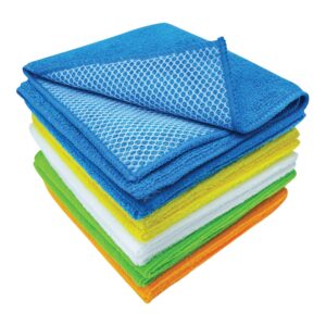 s&t inc. dish cleaning cloths with poly scour side, microfiber cleaning cloths, assorted, 12 in. x 12 in., 10 pack